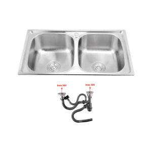 Chậu Inox 2 hộc dập liền khối PR-7843 (304)