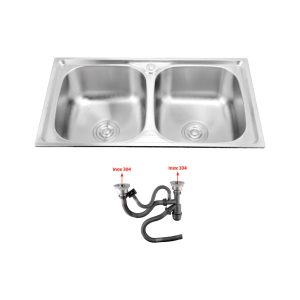 Chậu Inox 2 hộc dập liền khối PR-8245 (304)