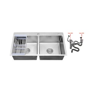 Chậu Inox 2 hộc PR-8245_2H dày (304)