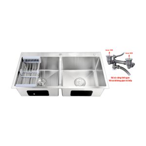 Chậu Inox 2 hộc không sơn PR-9048DKS (304)